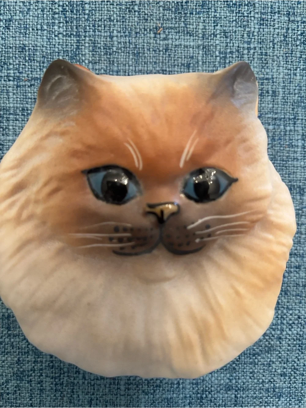 ⚫️Vintage Carol Halmy Signed Porcelain Himalayan Persian Cat Trinket Jewelry Box